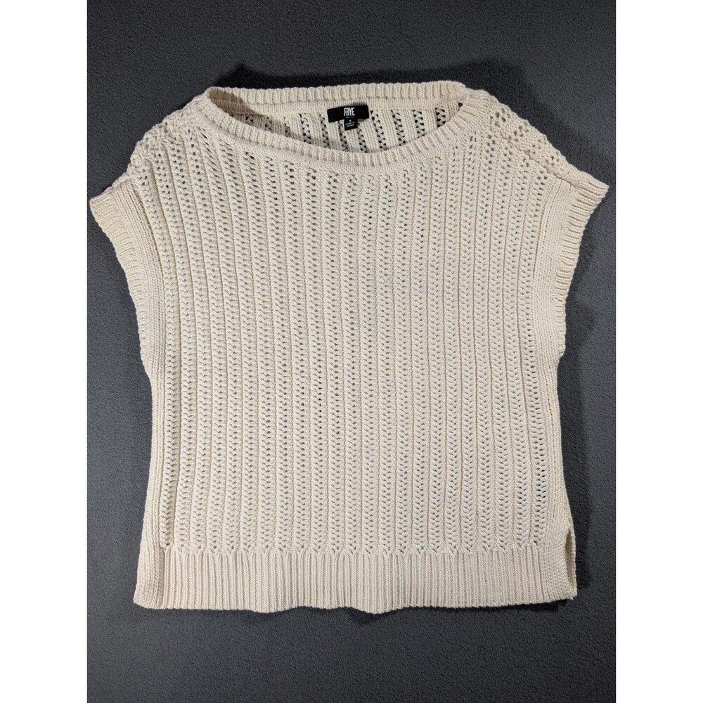 Frye Womens Small Cream Open Knit Sweater Vest Sleeveless Boho Crochet Top